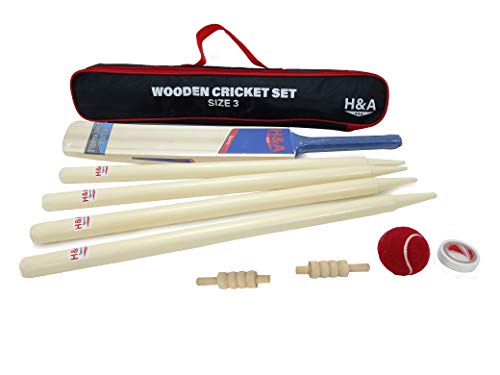 H&A Sports Kids Wooden Cricket Set Size 3 & 5 (Size 3)