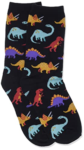 Hot Sox Boys' Big Fun Animal Crew 1 Pair Pack-Cool Casual Novelty Socks For Kids, Dinosaur (Black), Small-Medium #TOP3