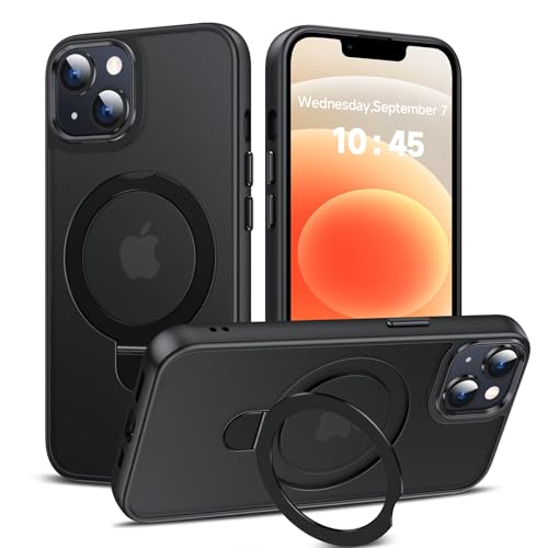LeYi for iPhone-13 Case/iPhone-14 Cases: with Stand for MagSafe i Phone 13Case with Magnetic Ring iPhone14 iPhone13 Cover Phonecase Funda para 14Case Women Man Military Grade Protective Black
