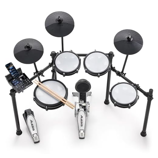 Alesis Nitro Max Kit Bateria eletrónica com remendos silenciosos de malha, caixa de zona dupla de 10", Bluetooth, 440 sons autênticos, aulas Drumeo, USB MIDI, pedal de bombo
