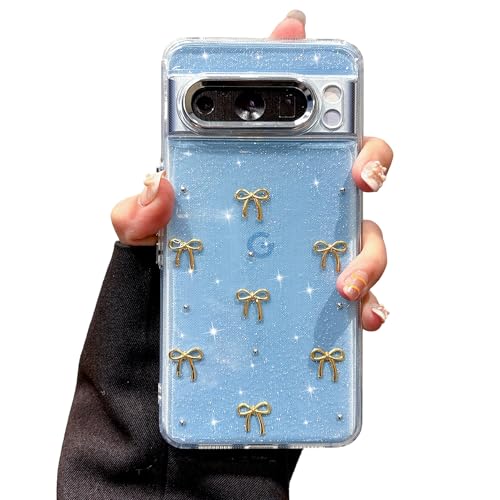 Coque Google Pixel 8 Pro EYZUTAK transparente avec nœud papillon doré imprimé 3D