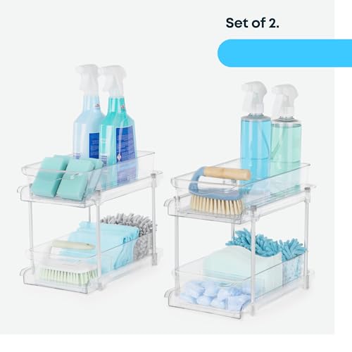 Fineway 2 Pack Under Sink Storage for Kitchen - 2 Tier Pull Out Kitchen Sink Organiser - Adjustable Dividers for Kitchen Cupboard Organiser - Home Organisation for Bathroom & Cleaning Products - Image 7