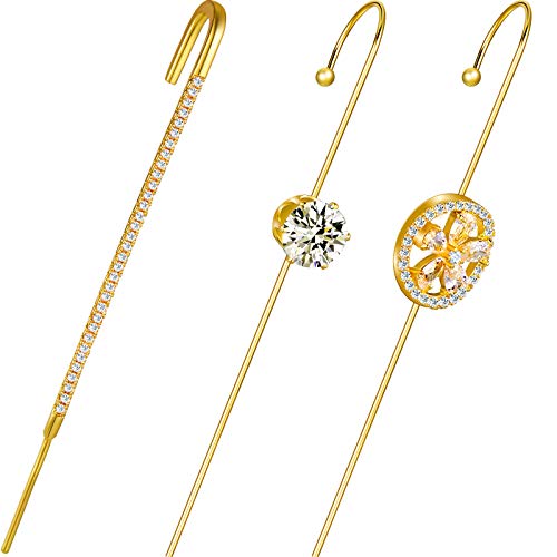 3 Pieces Ear Crawler Earrings Ear Cuff Wrap Crawler Hook Earrings Rhinestone Ear Jewelry for Women Girls Valentine Day Wedding (Lovely Style)