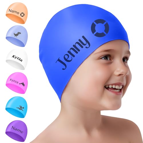 NGTSFLY Badekappe Kinder mit Name Muster,2025...