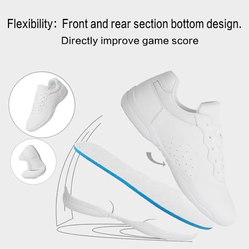 Image of Cheer Shoes for Youth Girls White Cheerleading Athletic Dance Shoes Tennis Sneakers for Competition Sport Training