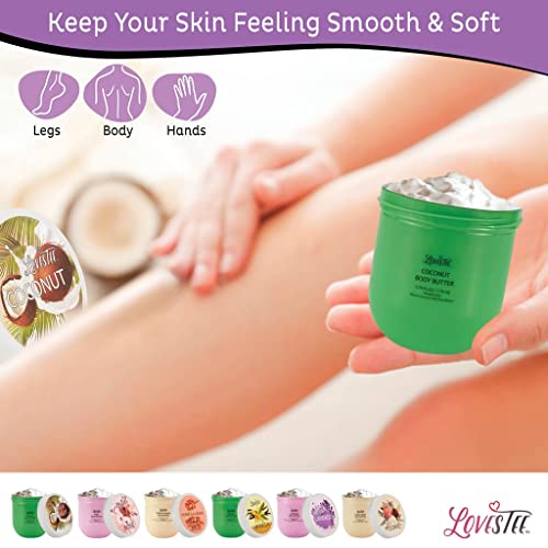 Lovestee Moisturizing Butter Body Lotion, Women-Men's Christmas-Birthday Gift Set, Soothes All Skin Types Includes Shea Butter, Fragrances Lavender, Vanilla, Rose, Honey Almond, Coconut And Floral #TOP2