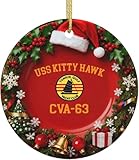 Christmas Ornament, USS Kitty Hawk CVA-63 Christmas Ornaments, Ceramic Pendant, Xmas Tree Hanging Decoration, Holiday Decorations, Family Ornaments 2025, Gifts