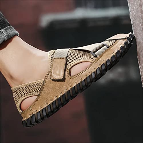 Men Sandals Casual Beach Shoes Male Outdoor Slippers Sport Leather Non-Slip Flats Plus Size(42)2