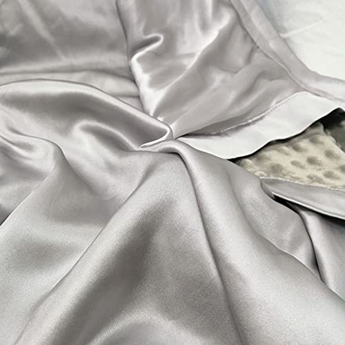 Image of Baby Soft Silk Blanket - 100% Mulberry Silk On One Layer with Minky Plush Dot Blanket Backing - Reversible Double Layer, Gift for Girls /Boys Best for Summer (28 x 40 inch, Silver Grey)