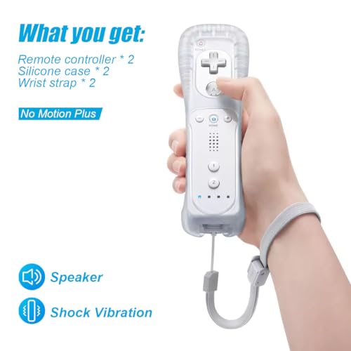 Image of TIANHOO Remote Controller for Wii & Wii U | with Silicone Case and Wrist Strap, 2 pack (White & White)