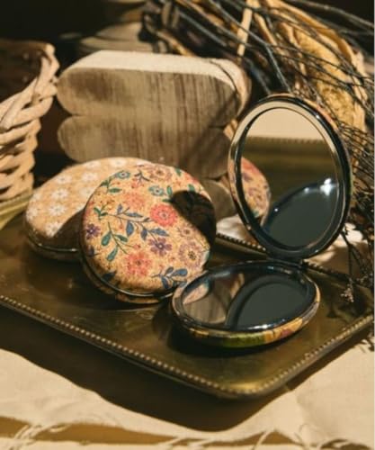 Image of Pocket Makeup Mirror | Small Compact Face Mirror for Makeup | Cute Waffle Design Portable Pocket Size Mirror for Purse & Travel (Oval + Green)