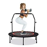 KENSONE 40" Mini Trampoline for Adults Kids Foldable Fitness Exercise Rebounder for Indoor Outdoor Use with Adjustable Foam Handle, Max Load 330 lbs