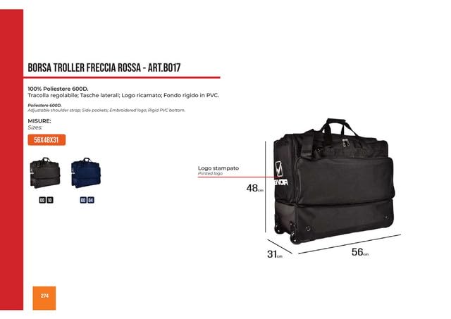 Borsa Troller Freccia Rossa per Givova B017 Sport Calcio Calcetto Viaggio Allenamento Fitness Palestra Bags Relax Tracksuit Training Borsone Borse Borsoni Trolley