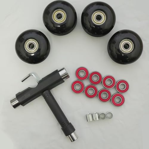 GOKIRUXX Set of 4 52mm Skateboard Wheels with Bearings Set and Spacers 95A for Trick Street Park Skateboard Wheels Replacement