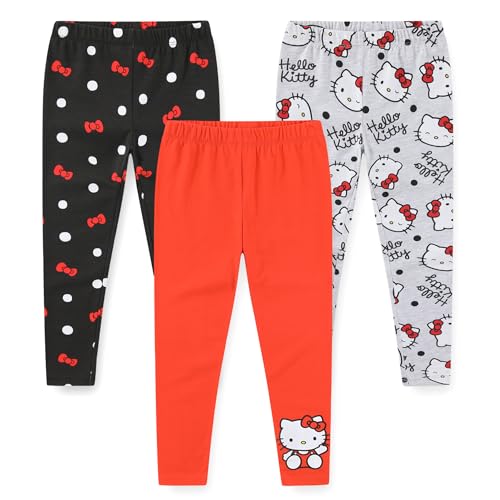 Hello Kitty Sanrio Girls 3 Pack Legging Pants for Little Kids to Big Kids