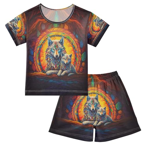 senya Short Sleeve Pajamas Sets Summer Cotton Sleepwear 4143-wolf