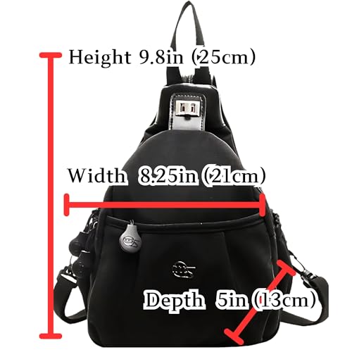 Travel Reflective Convertible Sling Backpack Key Ring Strap, Large Capacity Water Resistant Anti-Theft Crossbody (Teardrop Black)2