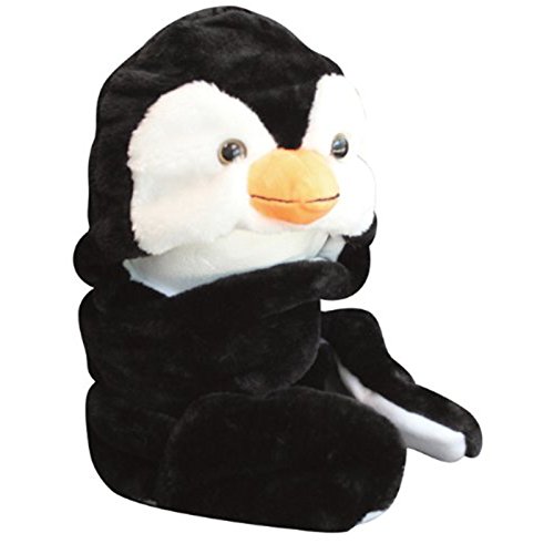 Choose from Over 25 Animals! - Plush Faux Fur Animal Critter Hat Cap - Soft Warm Winter Headwear - Short with Ear Poms and Flaps & Long with Scarf and Mittens Available (Long Penguin)