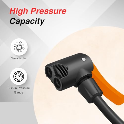 Quxis Portable High Pressure Foot Air Pump Heavy Compressor Cylinder With Pressure Gauge Floor Pump For Motorbike, For Cars, Bicycle, Football, Cycle Pump., Black - 100 Cfm 9 411Of sjUpL
