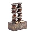Alpine Corporation TT8002 Indoor/Outdoor Tabletop Stacked Rocks Eternity Fountain, Modern Rocks Tabletop Fountain 12", Brown