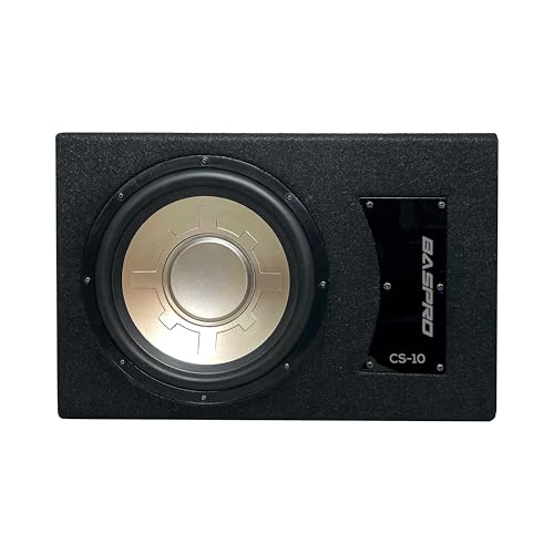 BASPRO CS-10 Car/Automotive Compact-Slim 1800W Peak Power Subwoofer with Built-in 10" Subwoofer & MOSFET Amp. Very Suitable for CNG Fitted Car, Truck & Tempo Owner who Want Loud with Tight Space