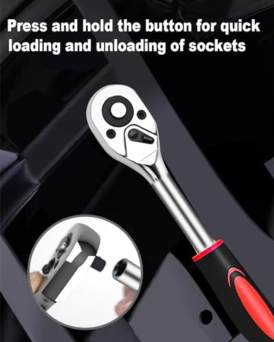 AwmnSrman 46 Pcs Small 1/4 Socket Set - Chrome Plated Ratchet and Socket Set for Bicycles and Cars 6 AwmnSrman 46 Pcs Small 1/4 Socket Set - Chrome Plated Ratchet and Socket Set for Bicycles and Cars - Image 6