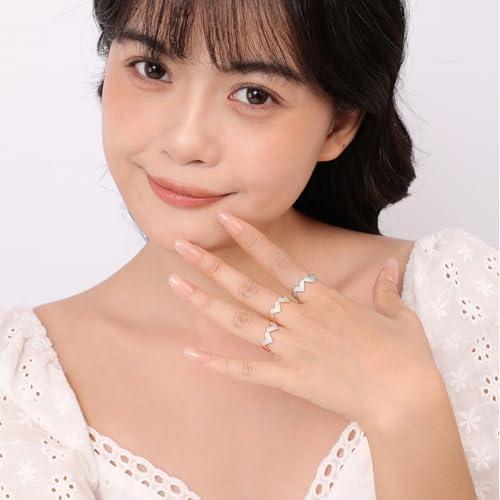 Bague coeur diamant ajustable femme argent large stackable - 6