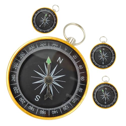 Set de 4 brújulas de supervivencia con llavero mini metálico miniatura 1