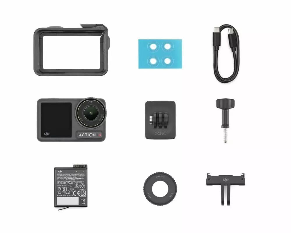 DJI Osmo Action 4 Standard-Combo, 4K/120fps Action Cam mit 1/1,3-Zoll-Sensor, 10-Bit und D-Log M-Farbleistung, Langlebiger 1.770 mAh Akku für Vlogs, Reisen, Outdoor