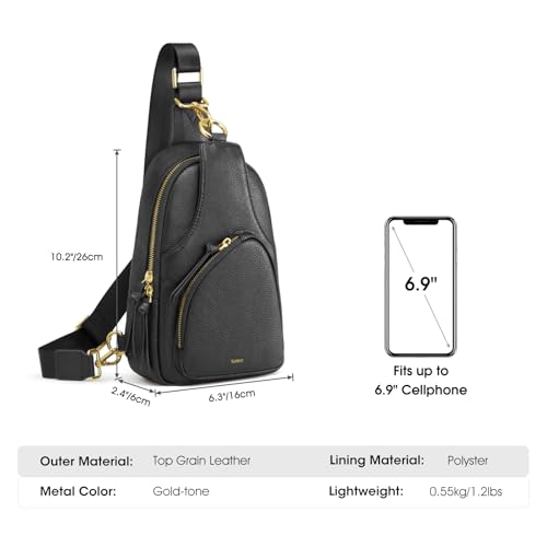 Image of Kattee Sling Bag for Women, Leather Fanny Packs Crossbody Purse, Small Chest Bag with RFID Blocking, Black