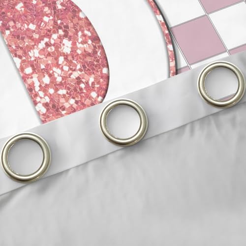 Image of Erosebridal Pink Initial D Window Drapes Kawaii Plaid Checkered Blackout Curtains 52 inchWx84 inchL Cute Personalized Monogram Curtains for Kids Girls Bedroom,Fashion Grids Gingham Window Treatments 2 Panels