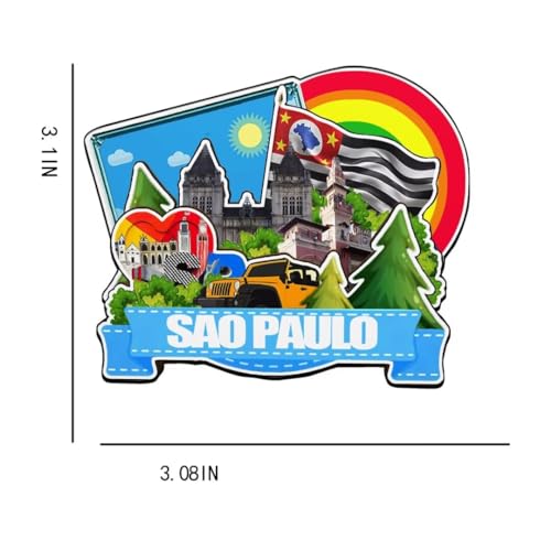 Imán decorativo artesanal de madera São Paulo Brasil miniatura 3