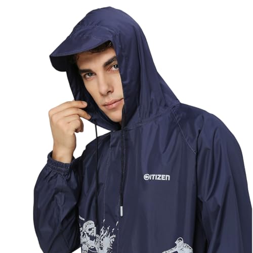 Image of Citizen Explorer Raincoat for Men with Waterproof Pant, Adjustable Inbuilt Hood & Carry Bag | Poly Rubberized PVC Coated Fabric | Durable & Lightweight Rainsuit