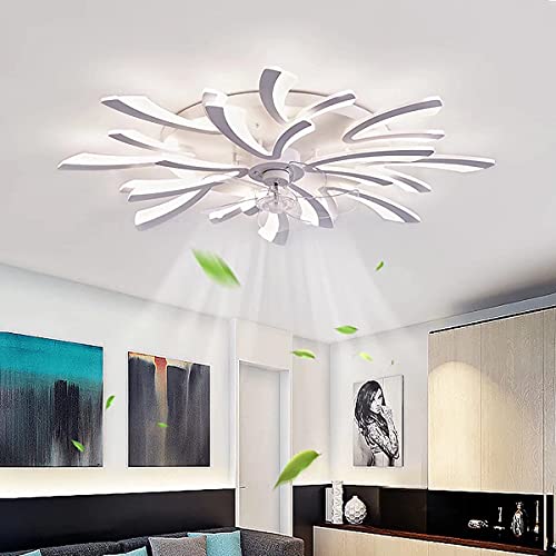 GHY Ventilador De Techo LED con Lámpara,Moderno Espiral Tipo De Flor Diseño Fan Plafón Velocidad De Viento Ajustable, Luz 3 Colores Ajustables,con Mando A Distancia, Dormitorio Iluminación Cover