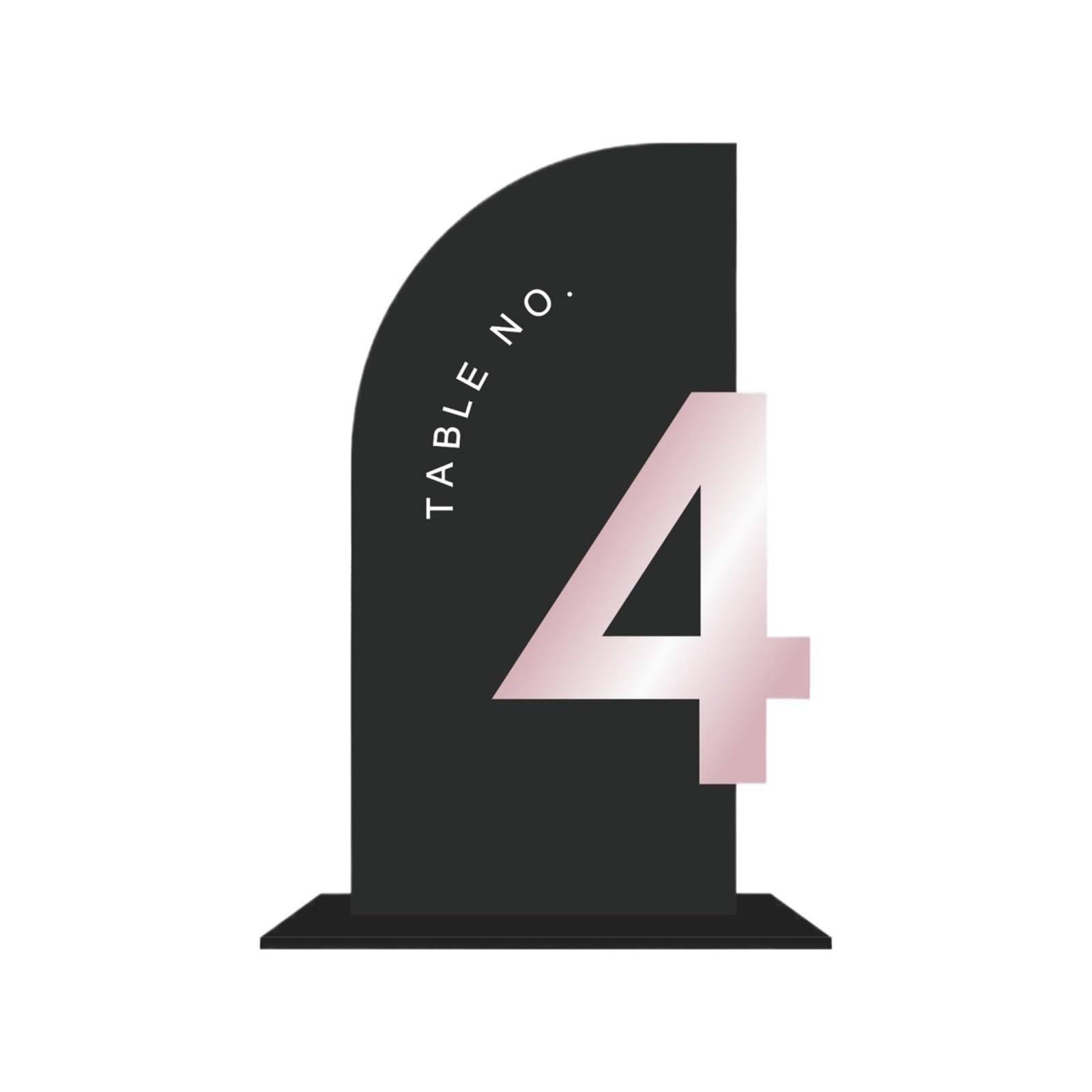 WSQHAO 5/10/12/15/20pcs Half Arch Table Numbers 3D Number Sign Wedding Decor Stationery Reception for Restaurant(Rosegold on black,Table 1-10)