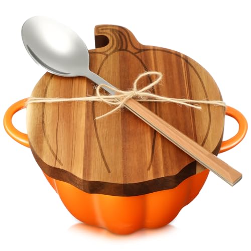 Mimorou 11oz Pumpkin Bowl with Wooden Lid & Spoon