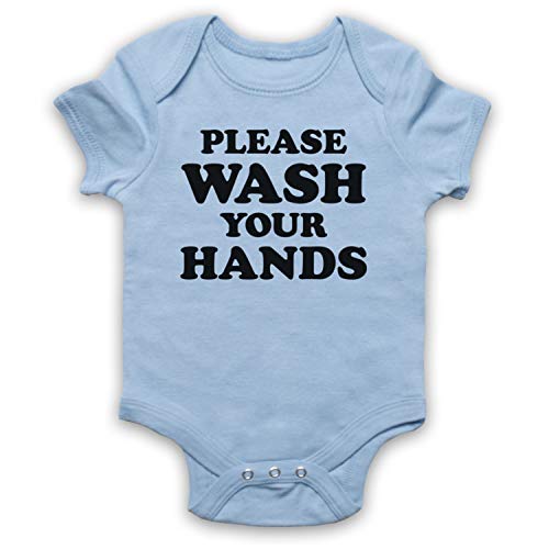 My Icono Arte & Ropa Por Favor Lávese Sus Manos Public Service Anuncio Coronavirus Baby Grow Azul azul celeste 24 meses
