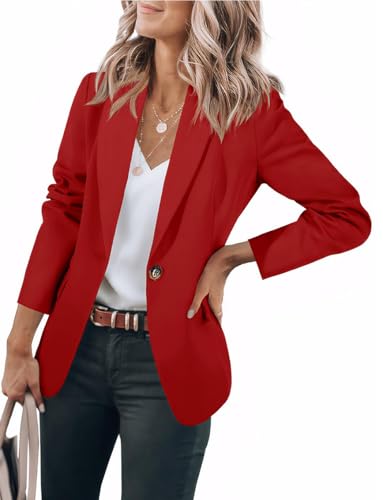 Womens Casual Blazers Open Front Long Sleeve Fully Lined Work Office Jackets with Pockets