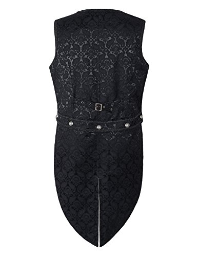 Mens Vest Waistcoat Tailcoat Black Damask Gothic Steampunk Victorian2