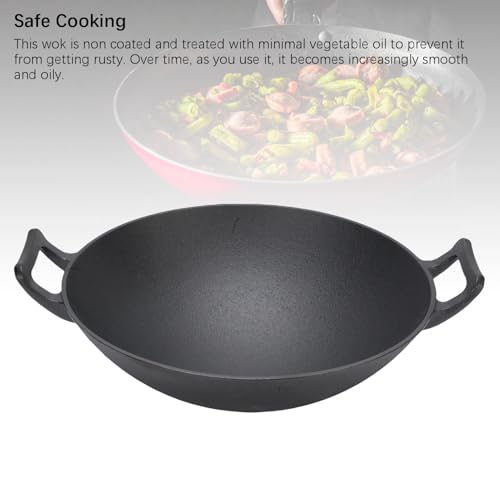 Tnfeeon Doppel -Ohrguss -Eisen -Wok, Gleichmäßige und Schnelle Heizung, Geeignet für Gasherd Open Fire Herd Induction Cooker, Sicheres Kochen, Vielseitige Kochoptionen, Weit Verbreitete