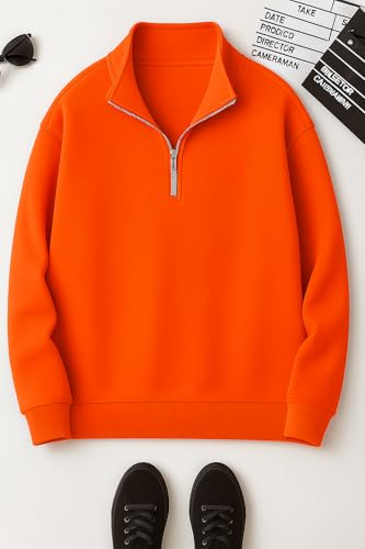 Image of Mack Jonney Men's Fleece Half-Zip High Neck Sweatshirt | Warm & Stylish Winter Wear -M4563