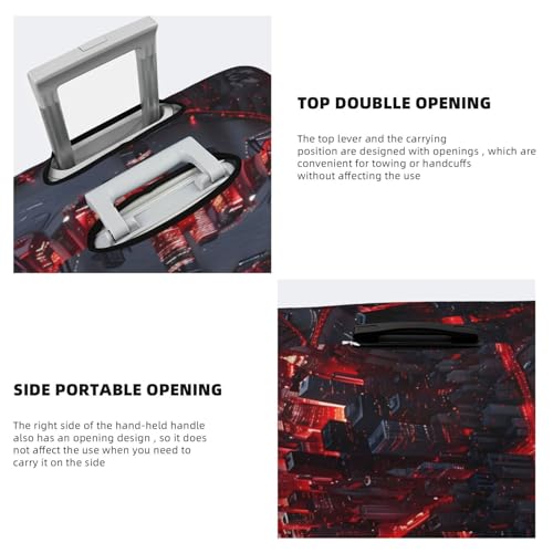 Cyberpunk Cityscape Lights Travel Luggage Covers - Elasticity Suitcase Covers Protector for Luggage 18-32 Inch4