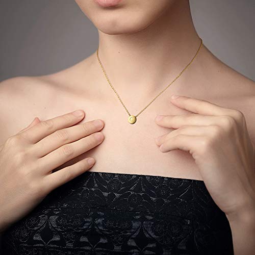 Ciunofor Necklace Gold Plated Round Disc Initial Necklace Engraved Letter Necklace With Adjustable Chain Pendant Enhancers For Women Girls (C) #TOP4
