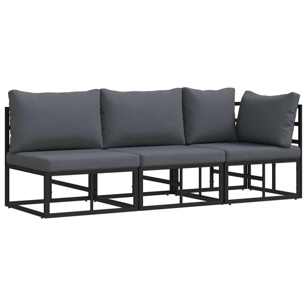 Mobilier de jardin noir et anthracite 3 pièces ensemble moderne de mobilier extérieur