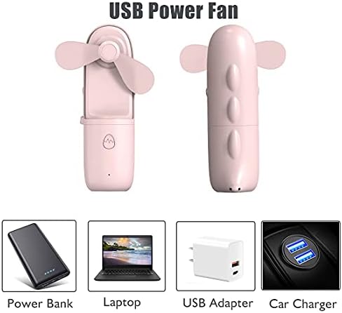 Handheld Fan, Portable USB Rechargeable Small Pocket Fan With 3 Speeds , Battery Operated Fan [Max 18 Working Hours] with Power Bank, 2 IN 1 Mini Hand Fan for Office Home Outdoor Sports Travel-Pink