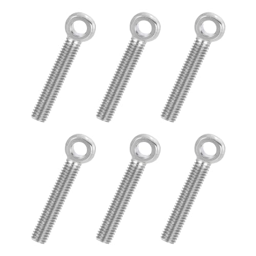 PATIKIL 6 Pz M6x45mm Bullone Ad Occhio Girevole Con Spalla, 304 Acciaio Inox Metrico Filettatura Completa Occhio Allungato Foro Scanalato Bullone Di Sollevamento Viteria metallo, Argento