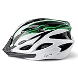 Lifelong Adjustable Cycling Helmet With Detachable Visor | Adjustable Light Weight Mountain Bike Cycle Helmet With Padding For Kids And Adults(LLFAH08, Black & White & Green