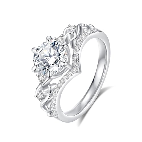 Moissanite Engagement Rings for Women Wedding Band D Color VVS1 Round Cut 925 Sterling Silver 18K White Gold Plated Promise Ring2