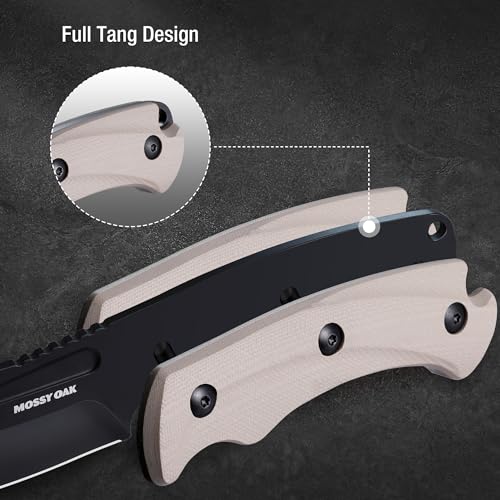 Image of Mossy Oak 8.5 inch Full-tang Fixed Blade Knife with Sheath (G10 Handle-Desert) | Stainless Steel Blade; Outdoor Knives for Survival, Camping, Hiking