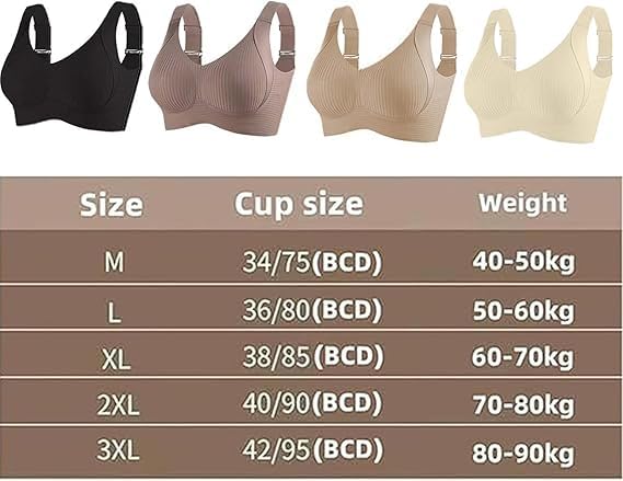 Roarrave Bra, Neattidyly Women's Ribbed Push Up Adjustable Wireless Bra, Seamless Push Up Sports Bras for Older Women2